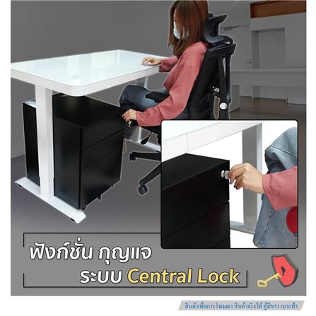 ตู้ลิ้นชักเหล็ก 3 ลิ้นชัก พร้อมเบาะฟ้า DESKSPACE สีขาว/ฟ้า_7