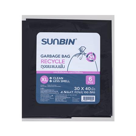 ถุงขยะหนา SUNBIN 30X40 นิ้ว 6 ใบ สีดำ