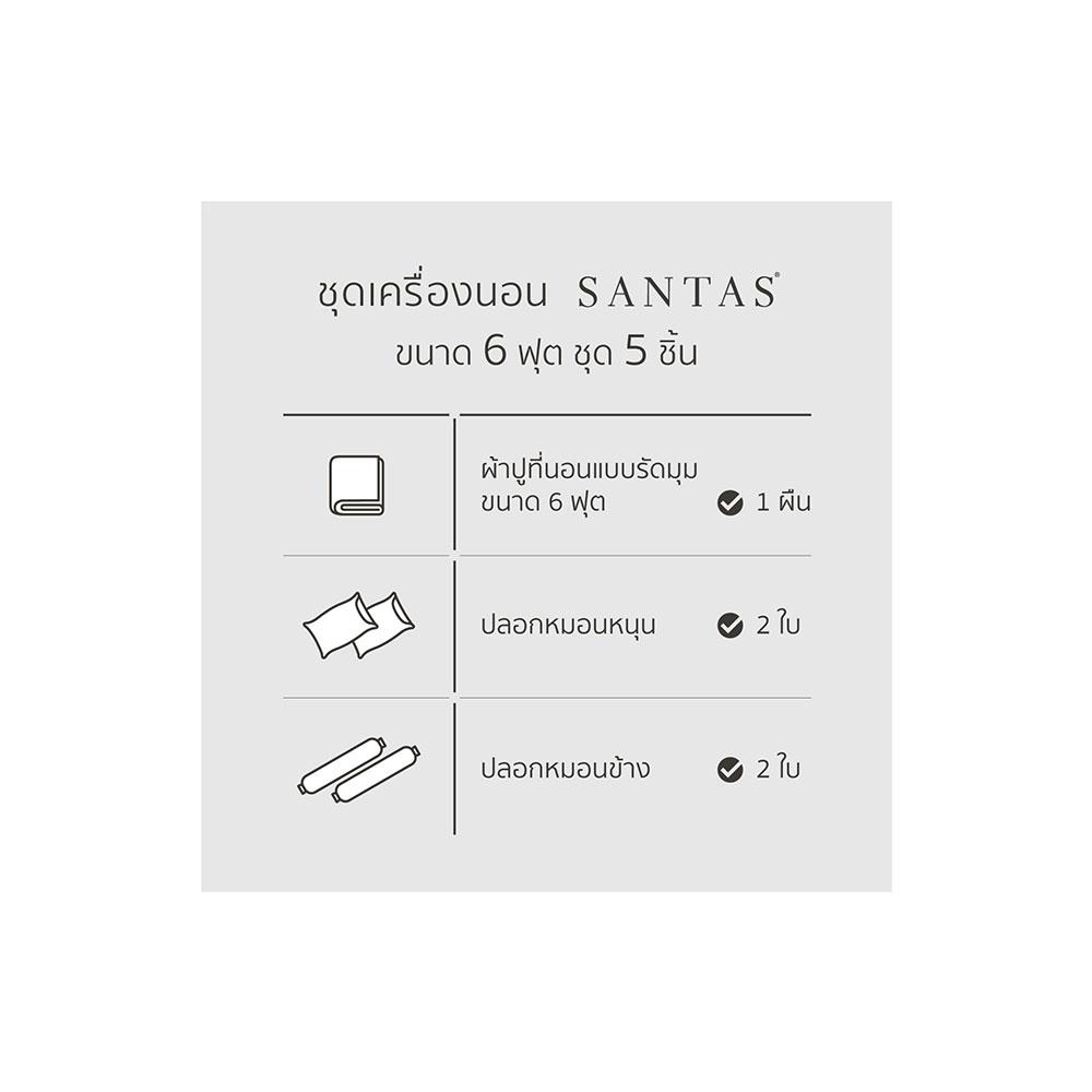 ชุดผ้าปูที่นอน 6 ฟุต 5 ชิ้น SANTAS INK ART สีม่วง