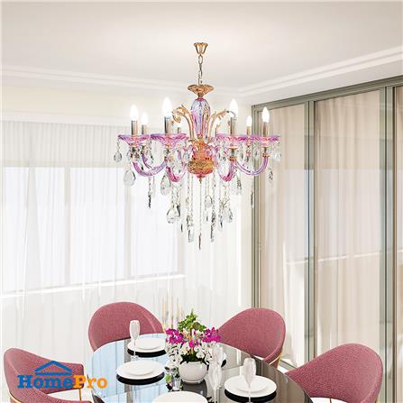 ไฟช่อ CARINI 6158-8 แก้ว/โลหะ/สีม่วง/สีขาว/สีทอง 8 หัว_3