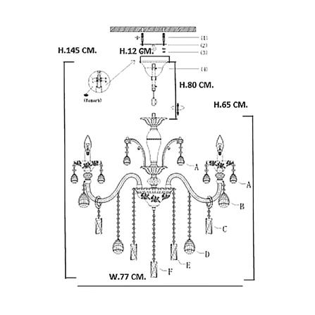 ไฟช่อ CARINI 6158-8 แก้ว/โลหะ/สีม่วง/สีขาว/สีทอง 8 หัว_5