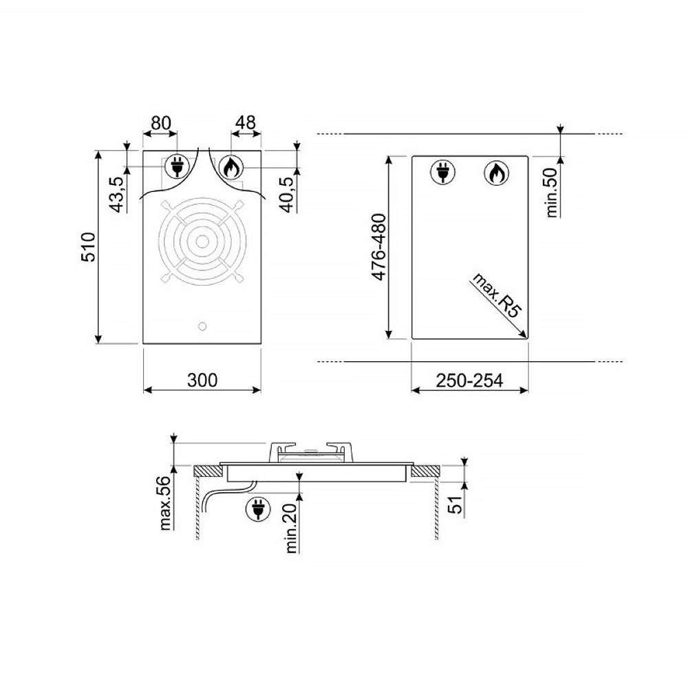 เตาฝังแก๊ส SMEG PC31GNO 30 ซม.
