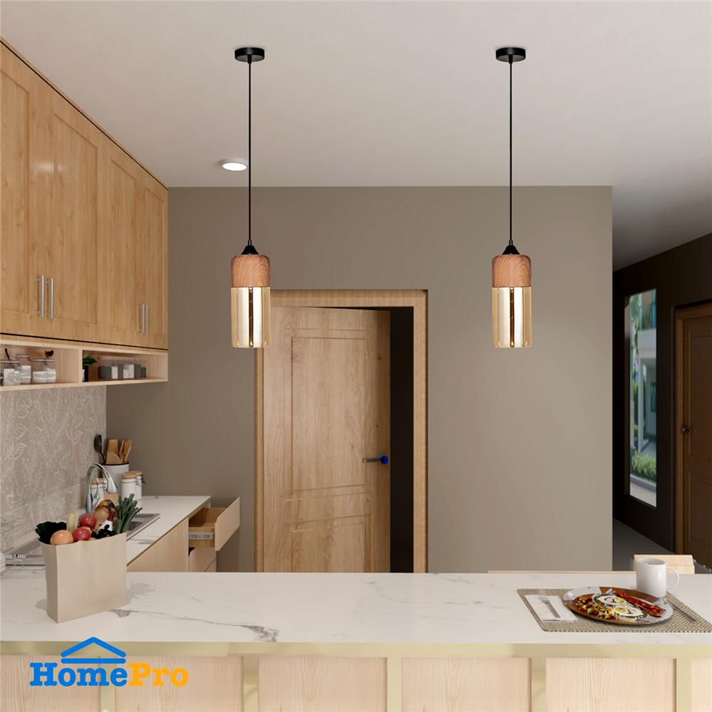 ไฟช่อ CARINI PH2147-B สีชา/ลายไม้/ดำ 1 หัว