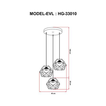 ไฟช่อ CLASSIC EVL HG-33010 สีดำ/ชา 3 หัว_3