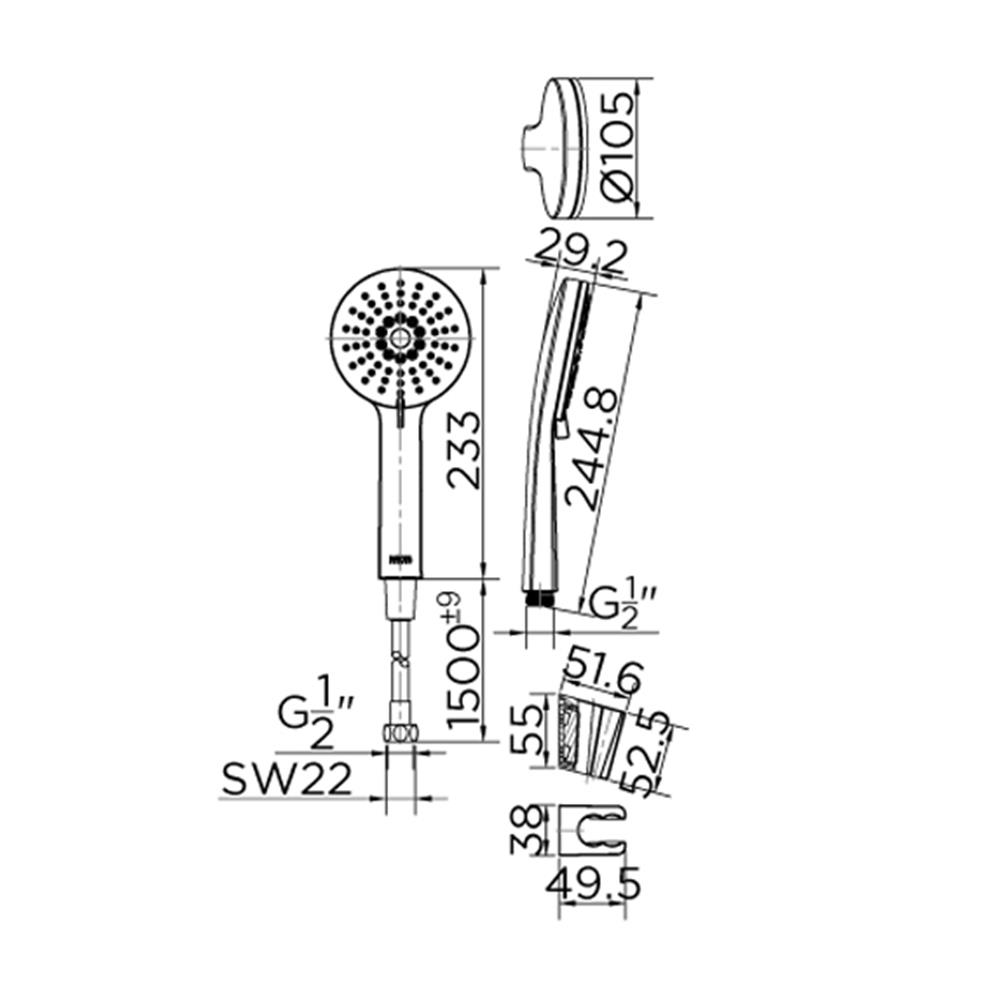 ชุดฝักบัวสายอ่อน 3 ระดับ KARAT FAUCET รุ่น KS-42-263-55 สีดำ