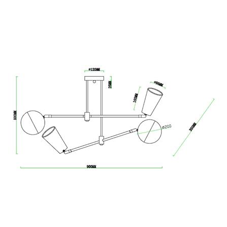 ไฟช่อ CARINI PH2142-2 สีขาว/ดำ/ลายไม้ 4 หัว_5