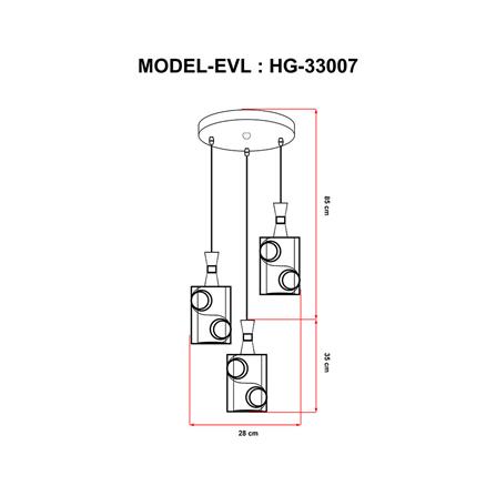 ไฟช่อ CLASSIC EVL HG-33007 ดำ/ชา 3 หัว_3