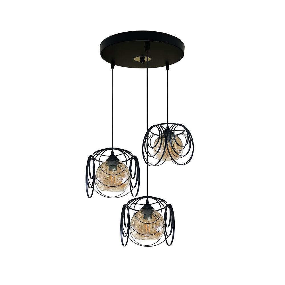 ไฟช่อ CLASSIC EVL HG-33009 สีดำ/ชา 3 หัว