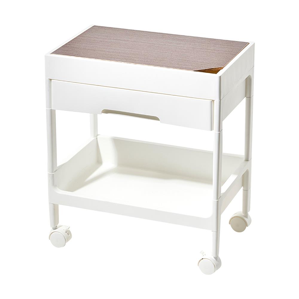 ชั้นวางของ 2 ชั้น มีล้อ STACKO TILLA 41x26x47 ซม. สีขาว_1