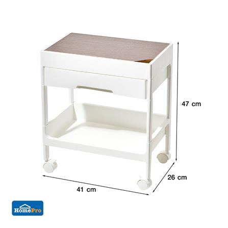 ชั้นวางของ 2 ชั้น มีล้อ STACKO TILLA 41x26x47 ซม. สีขาว_3