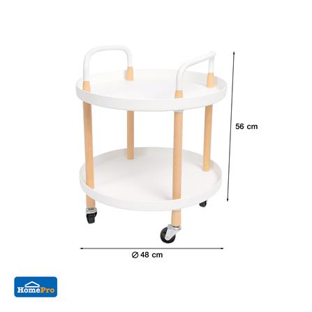 ชั้นวางของ 2 ชั้น มีล้อ STACKO RONDA 48x48x56 ซม. สีขาว_4