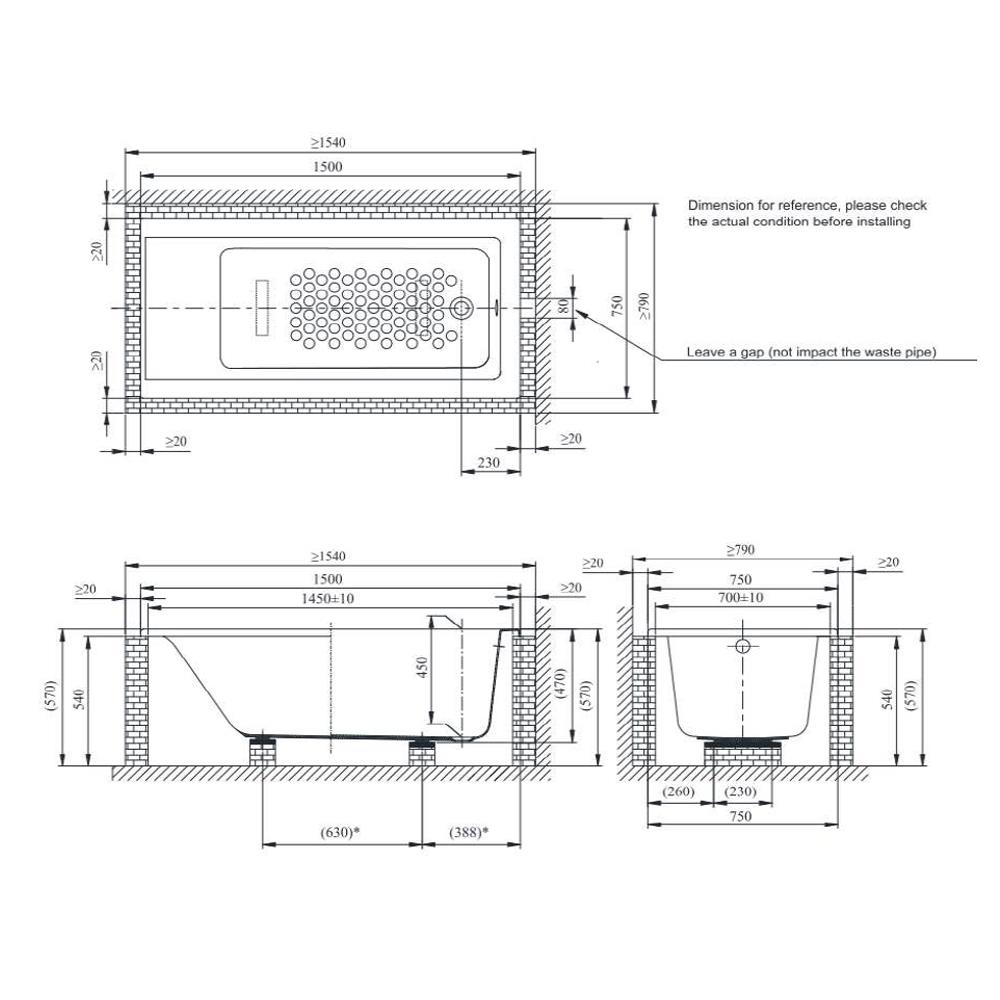 อ่างอาบน้ำ TOTO PAY1580 150 ซม. สีขาว