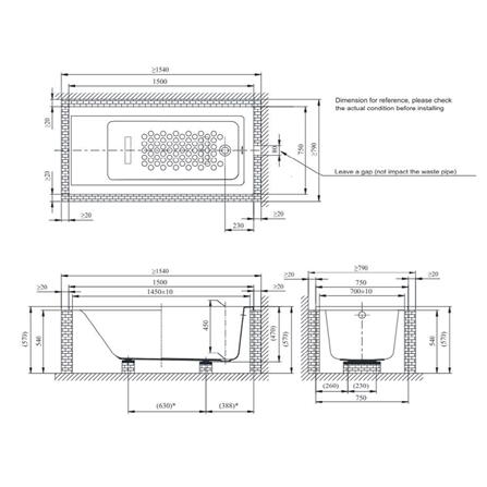 อ่างอาบน้ำ TOTO PAY1580 150 ซม. สีขาว_1