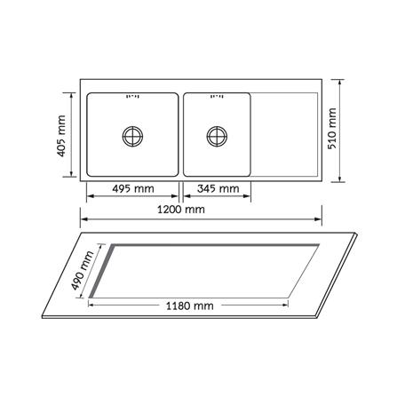 ซิงค์ฝัง 2 หลุม 1 ที่พัก AXIA MIDNIGHT 12051 สีดำ_3