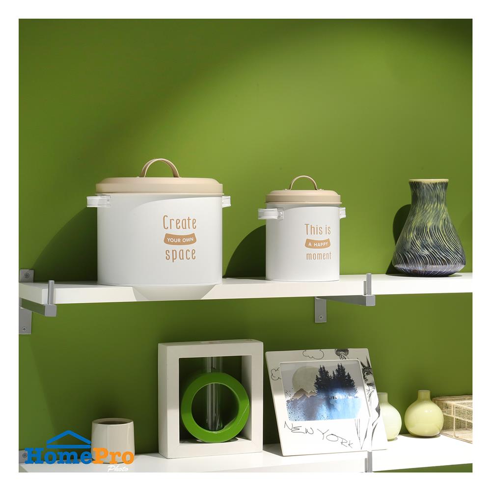 ขวดโหลกลมฝาดึง KECH OWN SPACE 26.7x22.4x18 ซม. สีขาว/ชมพู