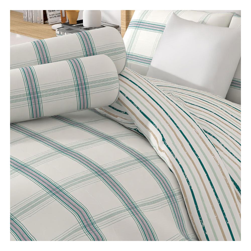 ชุดผ้าปูที่นอน 5 ฟุต 5 ชิ้น FROLINA MICROTEX DF027 สีเขียว