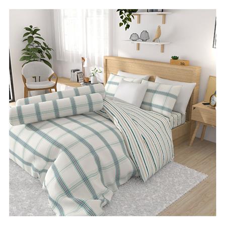 ชุดผ้าปูที่นอน 5 ฟุต 5 ชิ้น FROLINA MICROTEX DF027 สีเขียว