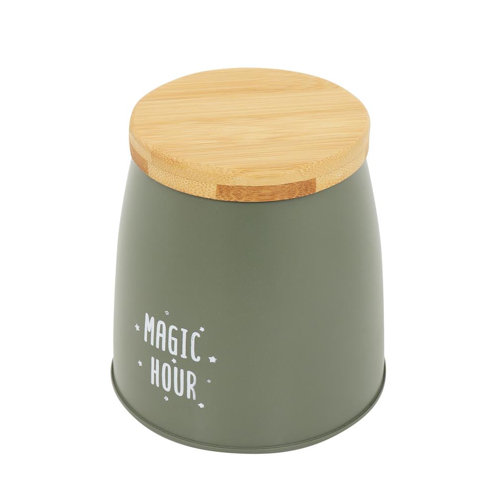 ขวดโหลกลมฝาดึง KECH WOODEN S 0.65 ลิตร สีเขียว