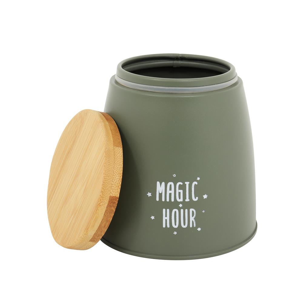 ขวดโหลกลมฝาดึง KECH WOODEN S 0.65 ลิตร สีเขียว