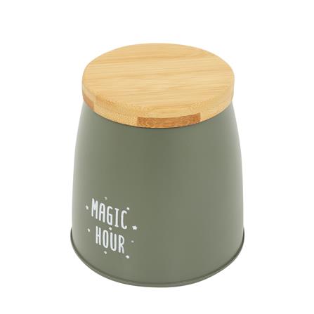 ขวดโหลกลมฝาดึง KECH WOODEN S 0.65 ลิตร สีเขียว_1