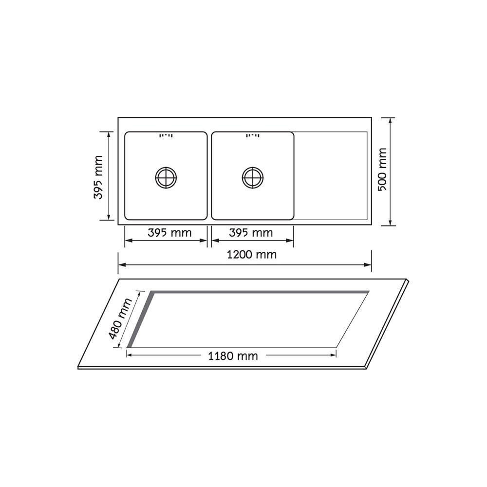 ซิงค์ฝัง 2 หลุม 1 ที่พัก AXIA MIDNIGHT 12050 สีดำ