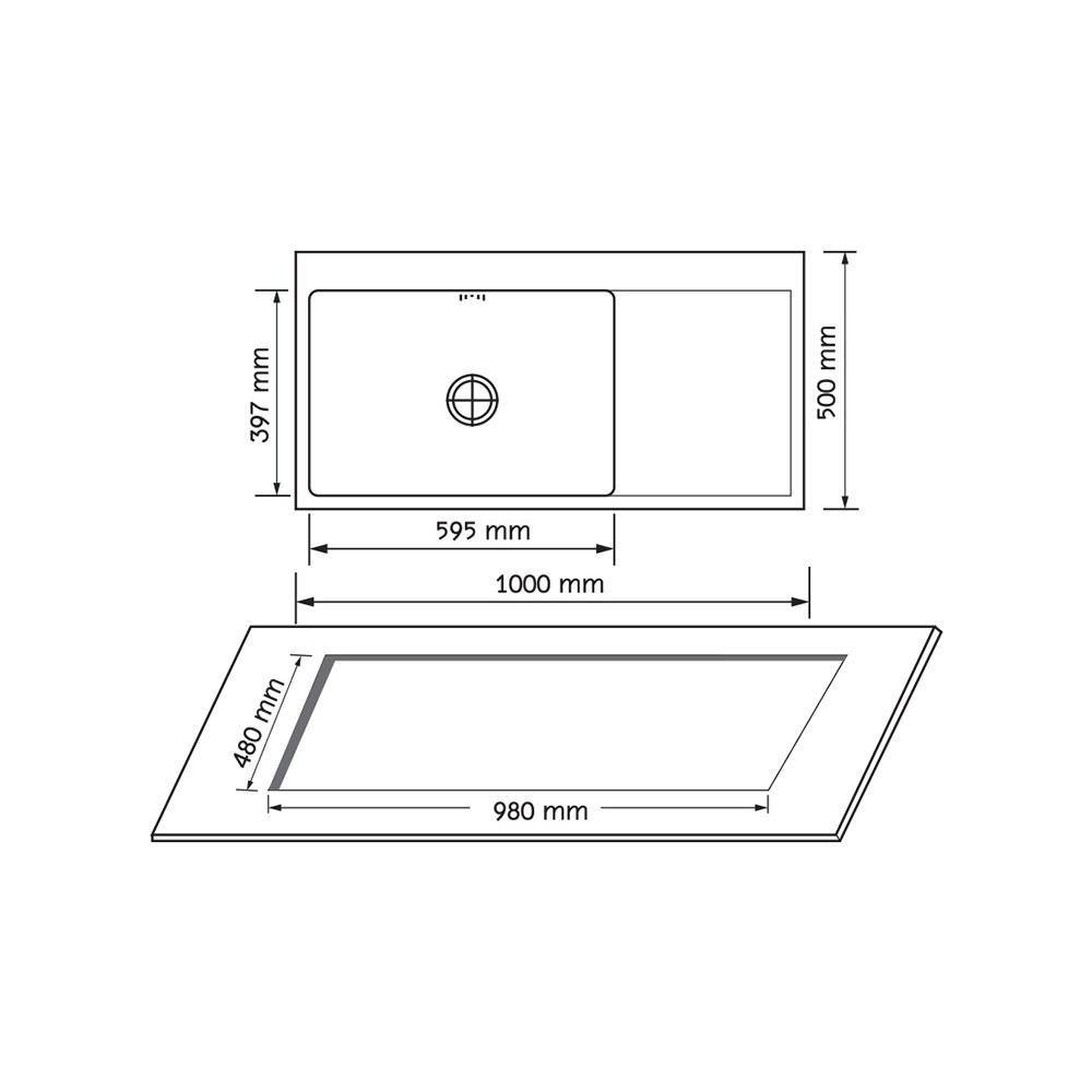 ซิงค์ฝัง 1 หลุม 1 ที่พัก AXIA MIDNIGHT 10050 สีดำ