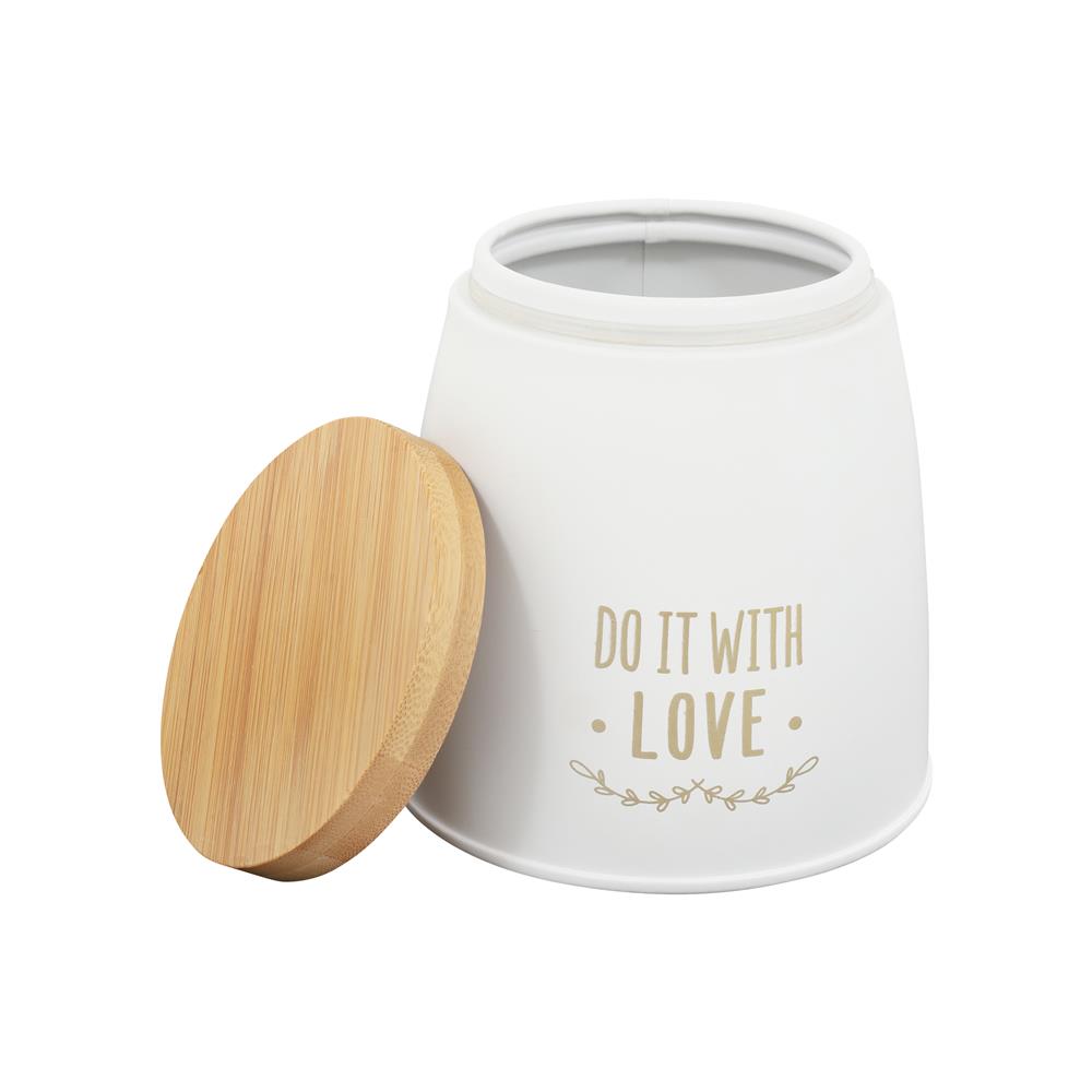 ขวดโหลกลมฝาดึง KECH WOODEN S 0.65 ลิตร สีครีม