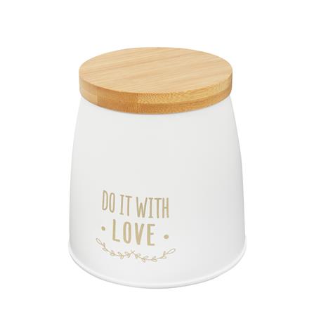 ขวดโหลกลมฝาดึง KECH WOODEN S 0.65 ลิตร สีครีม_0