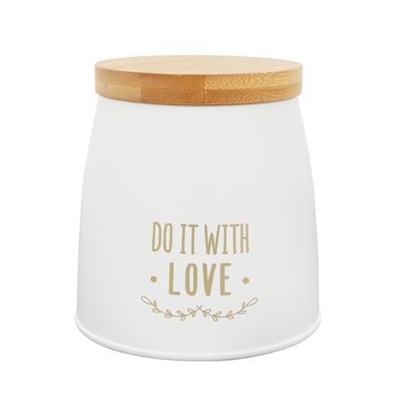 ขวดโหลกลมฝาดึง KECH WOODEN S 0.65 ลิตร สีครีม_1