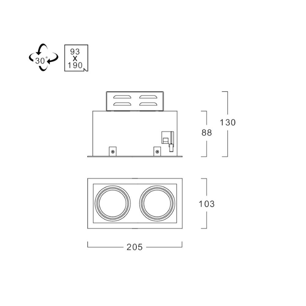 ดาวน์ไลท์ LUMAX 24-04939 8.07 นิ้ว สีขาว/ดำ เหลี่ยม