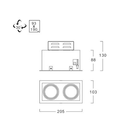 ดาวน์ไลท์ LUMAX 24-04939 8.07 นิ้ว สีขาว/ดำ เหลี่ยม_3