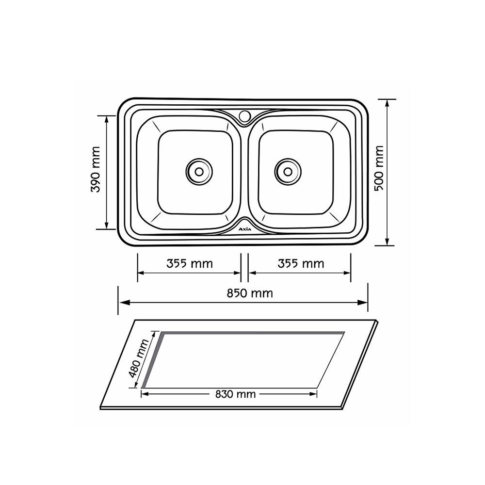 ซิงค์ฝัง 2 หลุม AXIA PP 8550 สเตนเลส