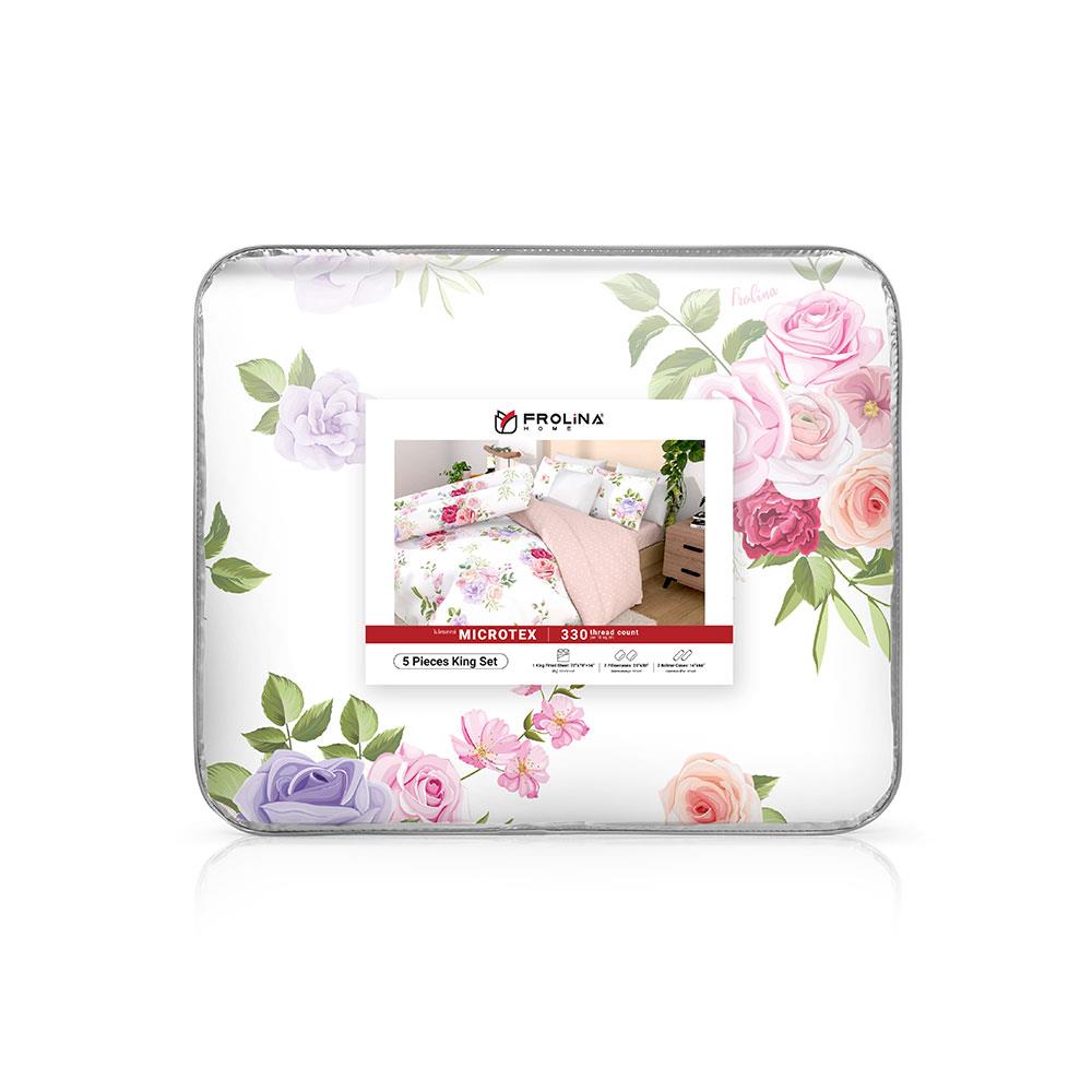 ชุดผ้าปูที่นอน 6 ฟุต (ชุด 6 ชิ้น) FROLINA MICROTEX DF025 สีชมพู