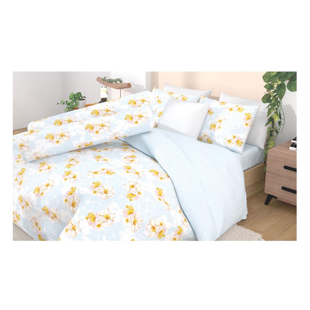 ชุดผ้าปูที่นอน 5 ฟุต 5 ชิ้น FROLINA MICROTEX DF024 สีฟ้า