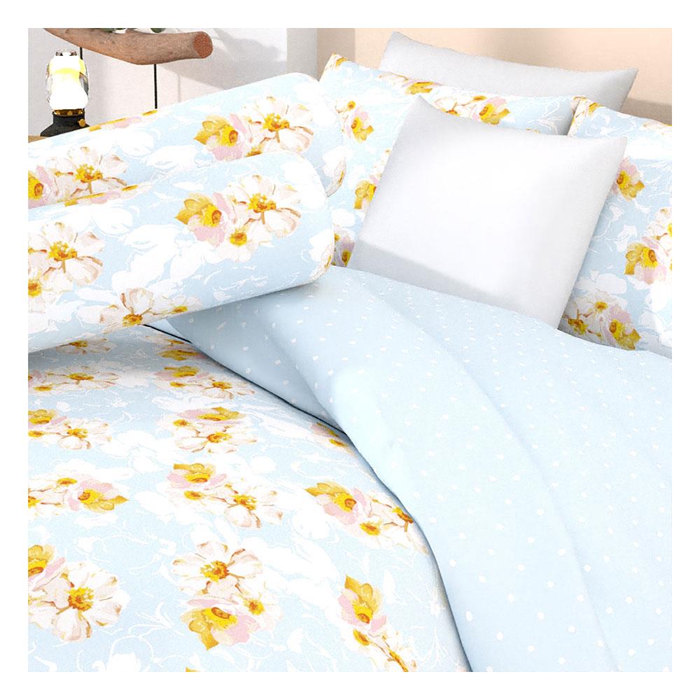 ชุดผ้าปูที่นอน 5 ฟุต 5 ชิ้น FROLINA MICROTEX DF024 สีฟ้า