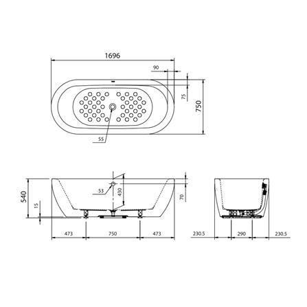 อ่างอาบน้ำ TOTO PAY1717CPTE 169.5 ซม. สีขาว_1