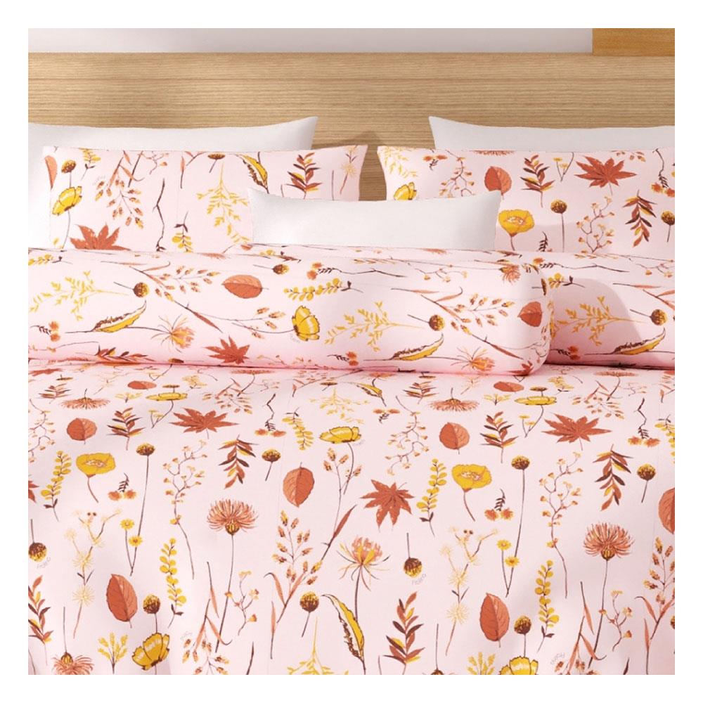 ชุดผ้าปูที่นอน 6 ฟุต 6 ชิ้น FROLINA MICROTEX DF023 สีชมพู