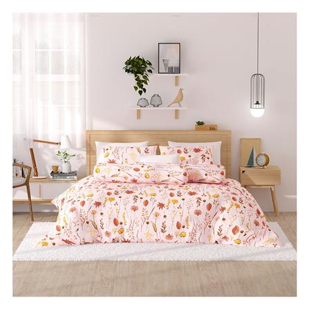 ชุดผ้าปูที่นอน 6 ฟุต 6 ชิ้น FROLINA MICROTEX DF023 สีชมพู