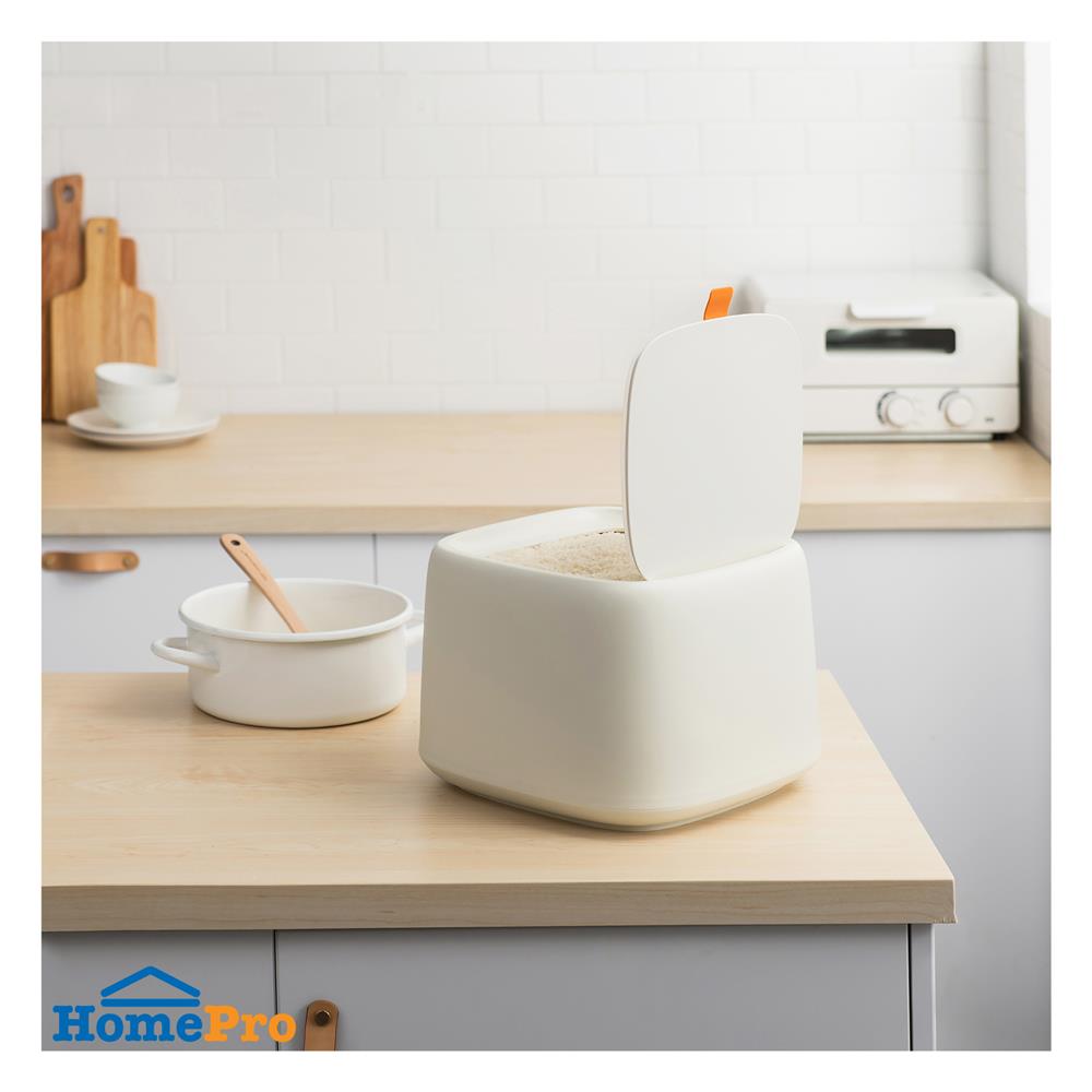 ถังข้าวสารพลาสติก 10 กก. + ถ้วยตวง KECH RICE สีขาว