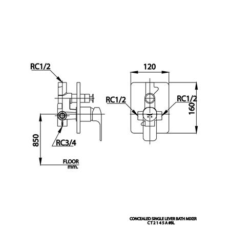 วาล์วฝังกำแพงผสม COTTO CT2145A(BL)_1