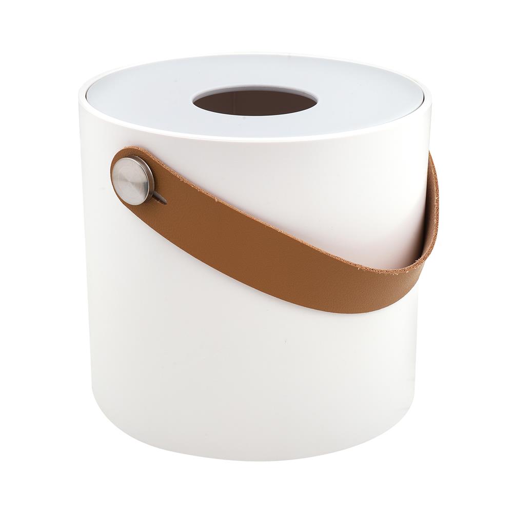 กล่องทิชชูม้วน หูหิ้วหนัง KECH สีขาว