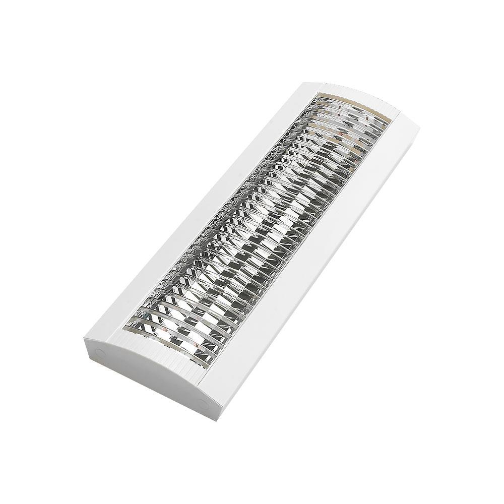 โคมตะแกรงติดลอย CARINI HP209W 2x600 สีขาว/เงิน