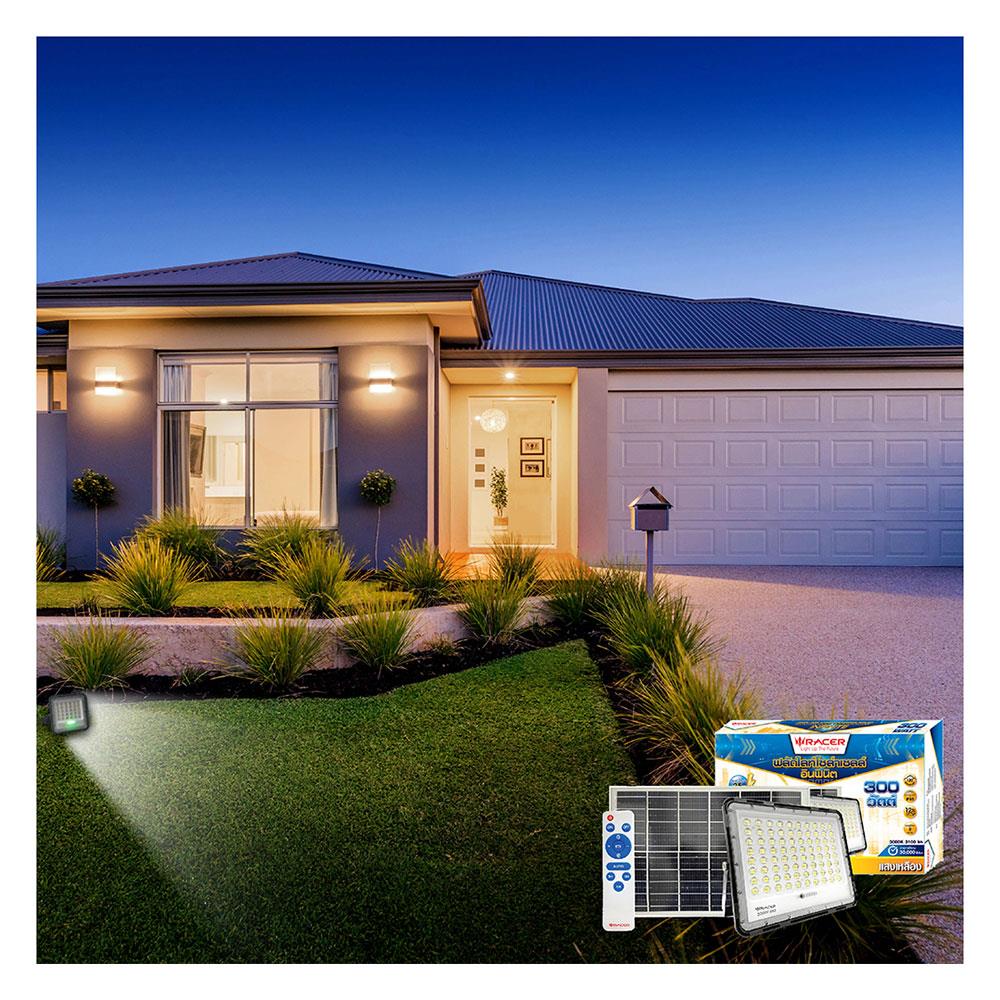 สปอทไลท์ SOLAR RACER FLOODLIGHT 300 วัตต์ วอร์มไวท์ สีเทา