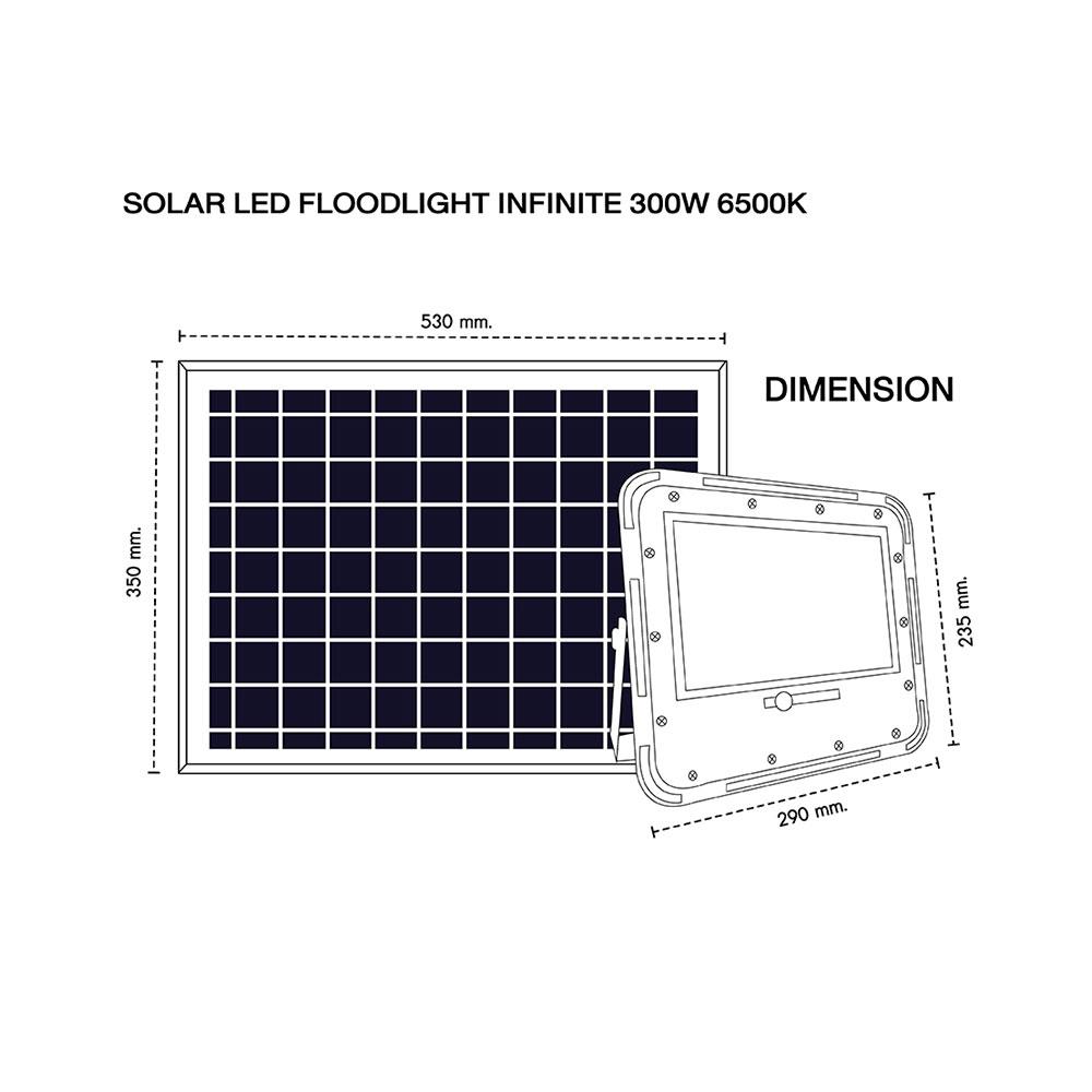 สปอทไลท์ SOLAR RACER FLOODLIGHT 300 วัตต์ วอร์มไวท์ สีเทา