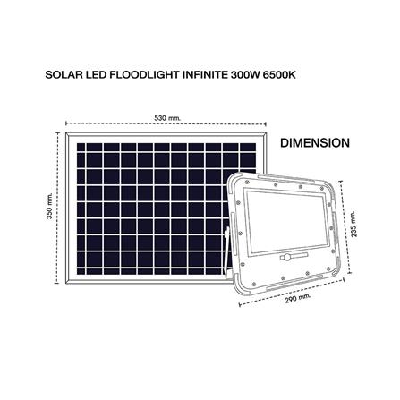 สปอทไลท์ SOLAR RACER FLOODLIGHT 300 วัตต์ วอร์มไวท์ สีเทา_7
