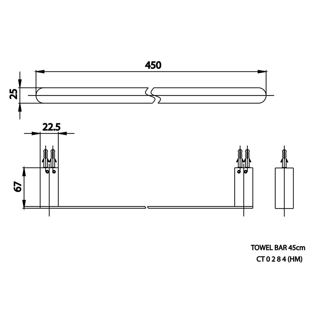 ราวแขวนผ้า COTTO CT0284(HM) 45 ซม. สีโครม