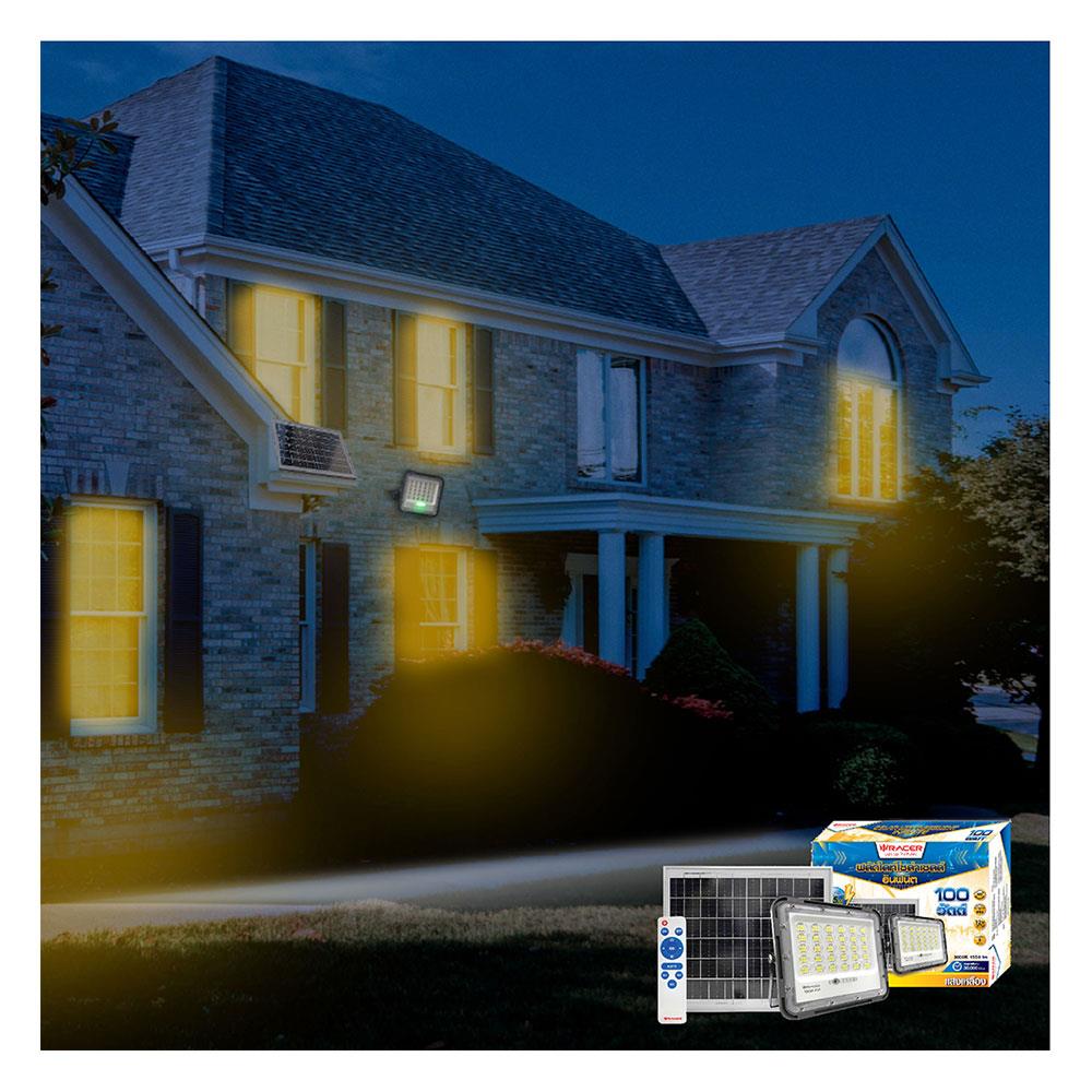 สปอทไลท์ SOLAR RACER FLOODLIGHT 100 วัตต์ วอร์มไวท์ สีเทา