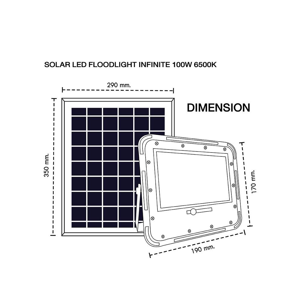 สปอทไลท์ SOLAR RACER FLOODLIGHT 100 วัตต์ วอร์มไวท์ สีเทา