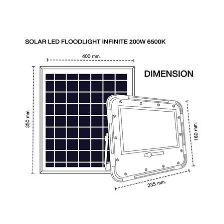 สปอทไลท์ SOLAR RACER FLOODLIGHT 200 วัตต์ วอร์มไวท์ สีเทา_8