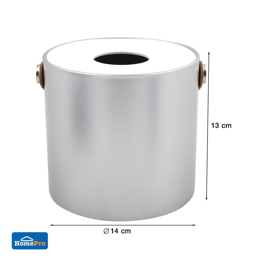 กล่องทิชชูม้วน หูหิ้วหนัง KECH สีเงิน